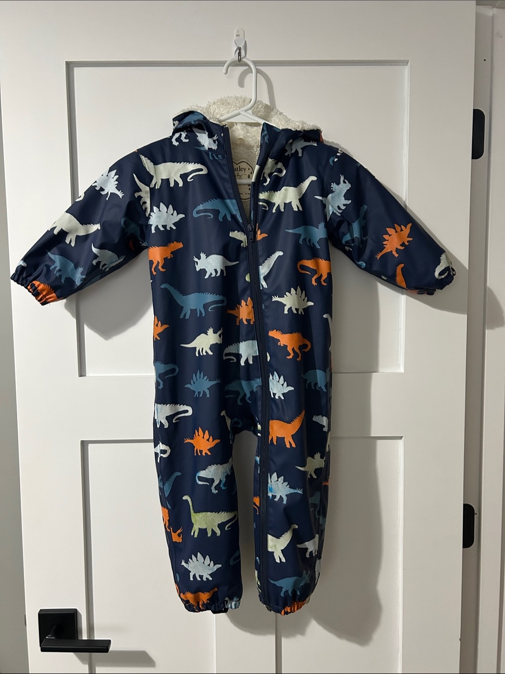 Hatley Sherpa Lined One Piece Rainsuit with Colour Changing Dinosaurs